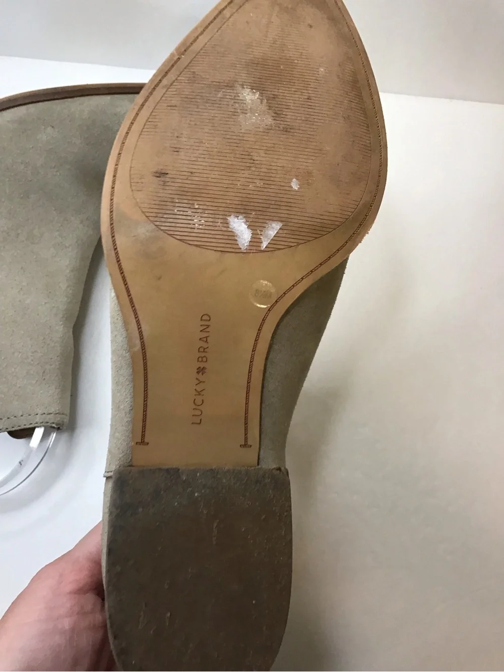 LUCKY BRAND Women's Suede Cutout Pointy Toe Ankle Boots in Light Taupe 8.5